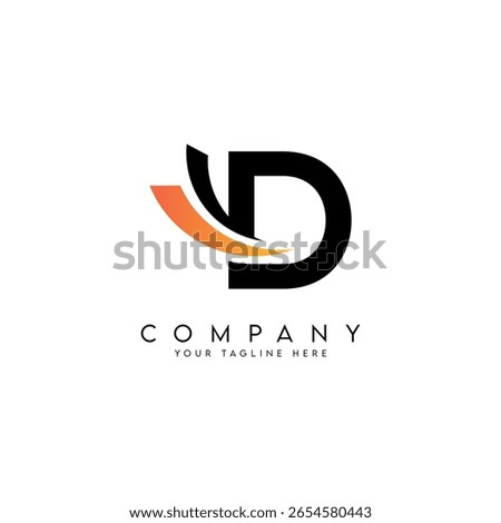 Modern D Letter Logo with Swoosh Symbol Minimal Vector Design.