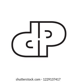 Modern D and P Letter Line Art Logo