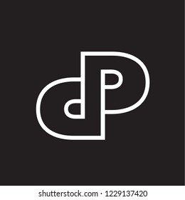 Modern D and P Letter Line Art Logo