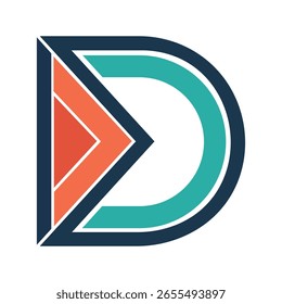 Modern D vector logo with abstract sphere and layered gradient design. Perfect for tech, digital brands, apps, and futuristic identity visuals.