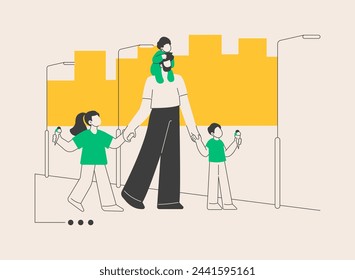 Modern dads abstract concept vector illustration. Stay-at-home father, house super good dad, involve in childrens live, together with kids, active family, spending time playing abstract metaphor.