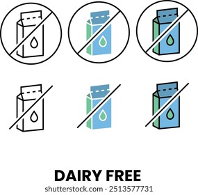 A modern dairy-free icon representing products without dairy ingredients.