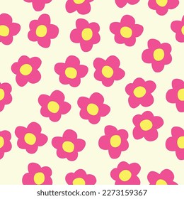 Modern Daisy Flower Hand Draw Backgroun Pattern Seamless