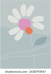 Modern daisy on light grey background