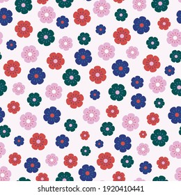 Modern Daisy Polka Dot Seamless Pattern Background