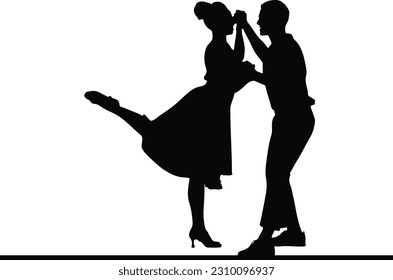 "Modern Dance Couple Silhouette: Vector Illustration"
"Dancing Duo Silhouette: Vector Artwork"