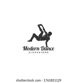 modern dance silhouette logo vector