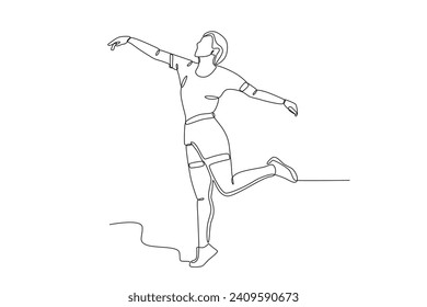 A modern dancing woman. Dancing one-line drawing