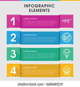 Modern danger infographic template. infographic design with danger icons includes submachine gun. can be used for presentation, diagram, annual report, web design.