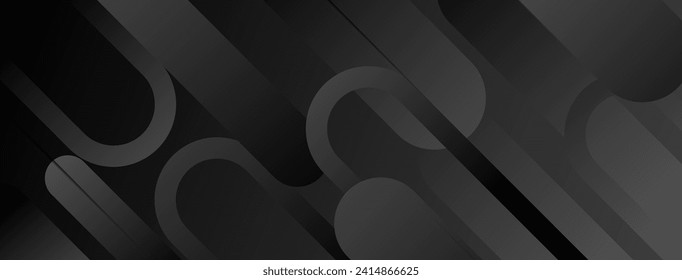 Modern dark abstract background design. Premium stripe texture for banner, business backdrop. Dark horizontal vector template