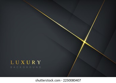 modern dark abstract background with diagonal shadows and luxury golden lines