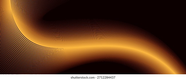 Modern dark abstract background with glowing orange curved wave lines creating a dynamic futuristic light effect. for technology themes, presentations, banners, and stylish digital graphic projects.