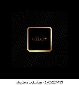 Modern dark abstract background with golden line Premium Vector