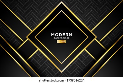 modern dark abstract future technology vector background banner with golden light line in geometric texture.