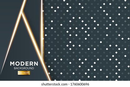 modern dark abstract technology background banner design with gold line and golden rays. Overlap layers with paper effect. Realistic light effect on textured particle background.vector illustration.