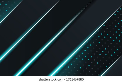 modern dark abstract technology background with blue line and blue rays. Overlap layers with paper effect. Realistic light effect on blue textured particle back