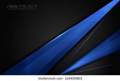 Fondo oscuro moderno y líneas azules en estilo abstracto 3D. Ilustración vectorial de fondo futurista.