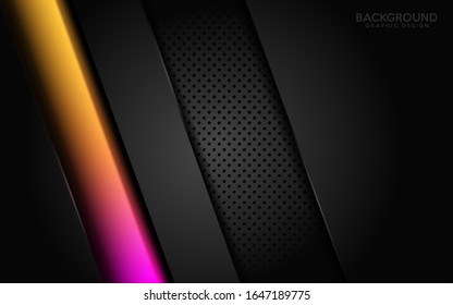 Moderner dunkler Hintergrund kombiniert mit leuchtenden gelben und rosafarbenen Linien. Vektorillustration