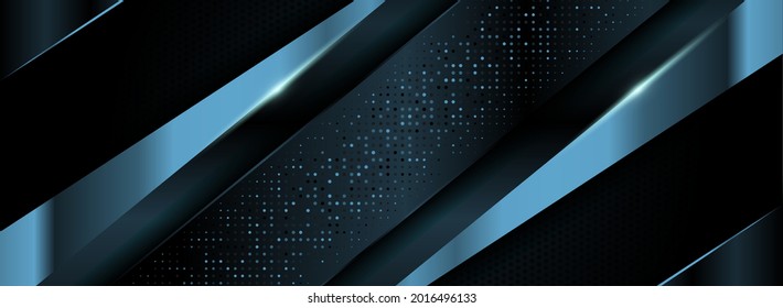 Fondo Oscuro Moderno Combinado con Elemento Metálico Azul Abstracto y Capa Texturada Superposición.