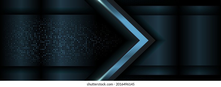 Modern Dark Background Combined with Abstract Blue Metallic Element and Overlap Textured Layer.