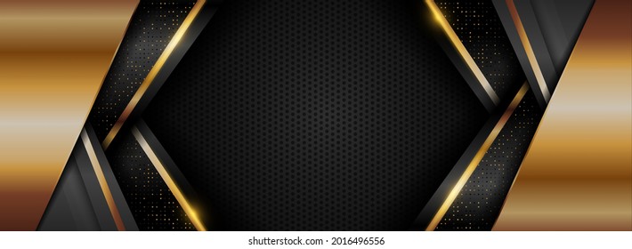 Moderner dunkler Hintergrund kombiniert mit abstraktem Gold-Element und Überlappung strukturierter Ebene.