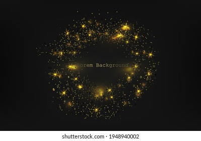 Modern  dark background with gold glitter. Vector illustration.