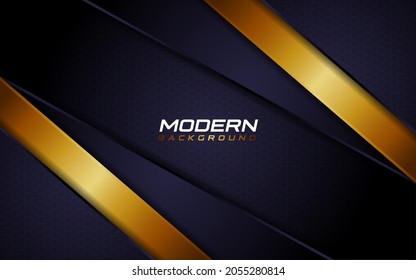 Modern Dark Background with Golden Dynamic Line Shapes. Vector Illustration Design Template Element.