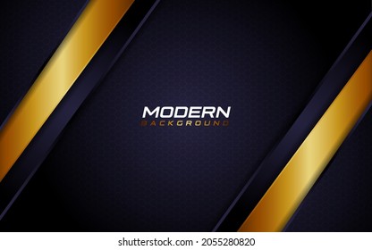 Modern Dark Background with Golden Dynamic Line Shapes. Vector Illustration Design Template Element.