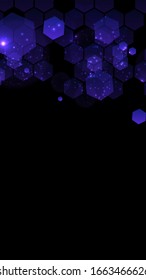 Modern dark background with hexagons for mobile app. Modern dark abstract vector texture. Hexagon pattern. Gradient web ui design. Mobile app interface. Vector illustration layout template design