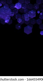 Modern dark background with hexagons for mobile app. Modern dark abstract vector texture. Hexagon pattern. Gradient web ui design. Mobile app interface. Vector illustration layout template design