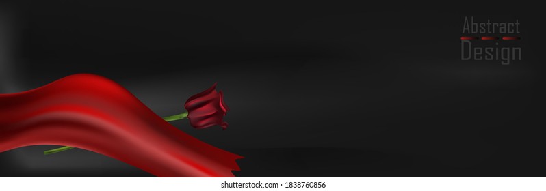 
fondo oscuro moderno con cinta roja y rosa. ilustración vectorial