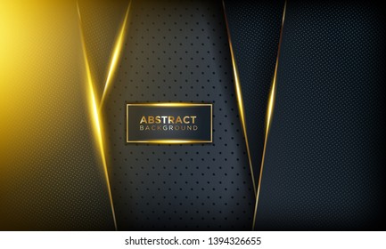 Modern Dark Background with Shine, Gold Line & Glitter