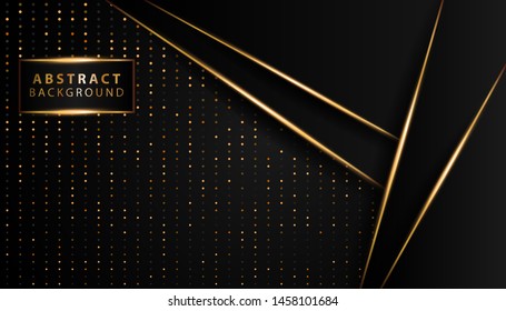 modern dark background shine gold line.Overlap layers with paper effect on textured background. Template vector.