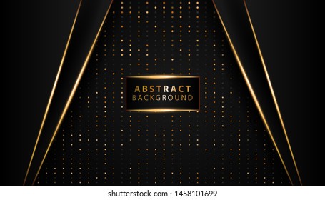 modern dark background shine gold line.Overlap layers with paper effect on textured background. Template vector.