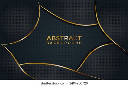 Modern Dark Background with Shine, Gold Line & Glitter