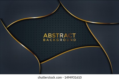 Modern Dark Background with Shine, Gold Line & Glitter