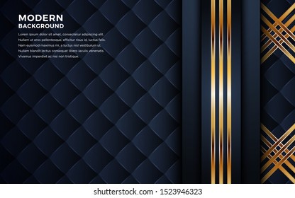 modern dark background shine gold line.Overlap layers with paper effect on textured background. Template vector.