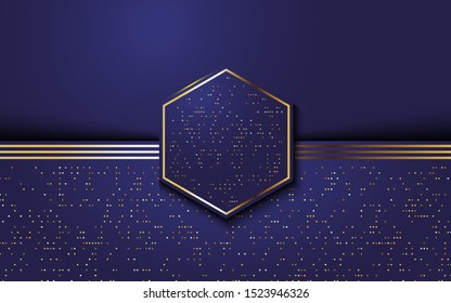 modern dark background shine gold line.Overlap layers with paper effect on textured background. Template vector.