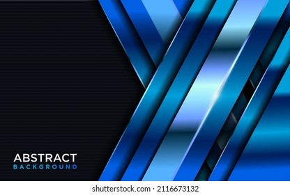 Modern Dark Background with Shinny Blue Gradient Shape and Lines Combination.	