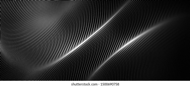 Modern dark black abstract particles background with light effect
