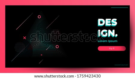 modern dark black hipster banner or flyer template with pink line color. cyberpunk theme and trendy layout design. for advertising or web design element. vector illustration