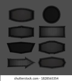 Modern dark black metal steel sign board label plate carbon fiber texture background, Vector illustrations design 