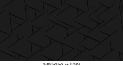 Modern dark black stage mockup with abstract geometric pattern of corners, edges and triangles as relief for presentation cosmetic products, goods, advertising, design in simple urban graphic style.