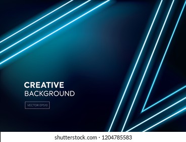 Modern dark blue abstract background with laser line light beams and space for text