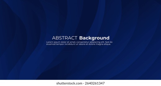 Modern dark blue abstract background with flowing wave patterns, perfect for corporate presentations, business websites, and digital marketing. Editable EPS10 format.