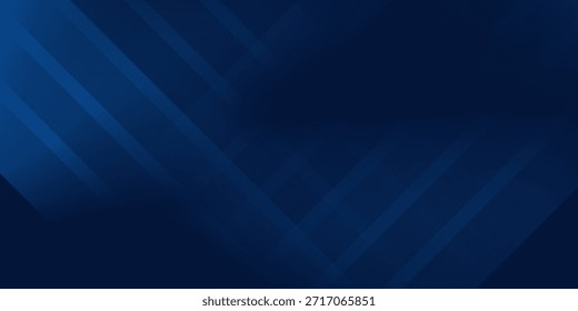 Fundo abstrato azul escuro moderno com linhas diagonais em camadas e iluminação de gradiente suave. Design geométrico mínimo elegante.Apresentações de negócios, banners de tecnologia, cenários digitais profissionais