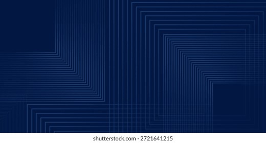 moderner dunkelblauer abstrakter Hintergrund mit geschichteten geometrischen Linienmustern, minimalem futuristischem Technologiedesign, eleganten linearen Formen für die Unternehmenspräsentation, Website-Header, Banner, Benutzeroberfläche und digitaler Branding-Hintergrund