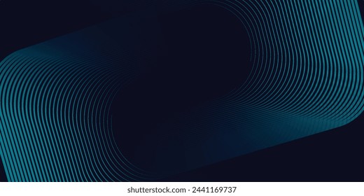 Modern dark blue abstract horizontal banner background with glowing geometric lines. Shiny blue diagonal rounded lines pattern. Futuristic concept. Suit for cover background - Powered by Shutterstock - Get 15% off with code: PIKWIZARD15