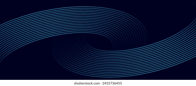 Fondo de Anuncio Horizontal abstracto azul oscuro moderno con líneas geométricas brillantes. Adecuado para cubiertas, folletos, presentaciones, volantes. Vector	
