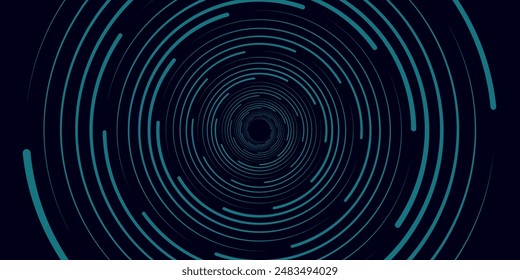 Moderner dunkelblauer abstrakter Horizontaler Banner-Hintergrund mit glühenden geometrischen Linien. Glänzend blaue diagonale abgerundete Linien Muster. Futuristisches Konzept